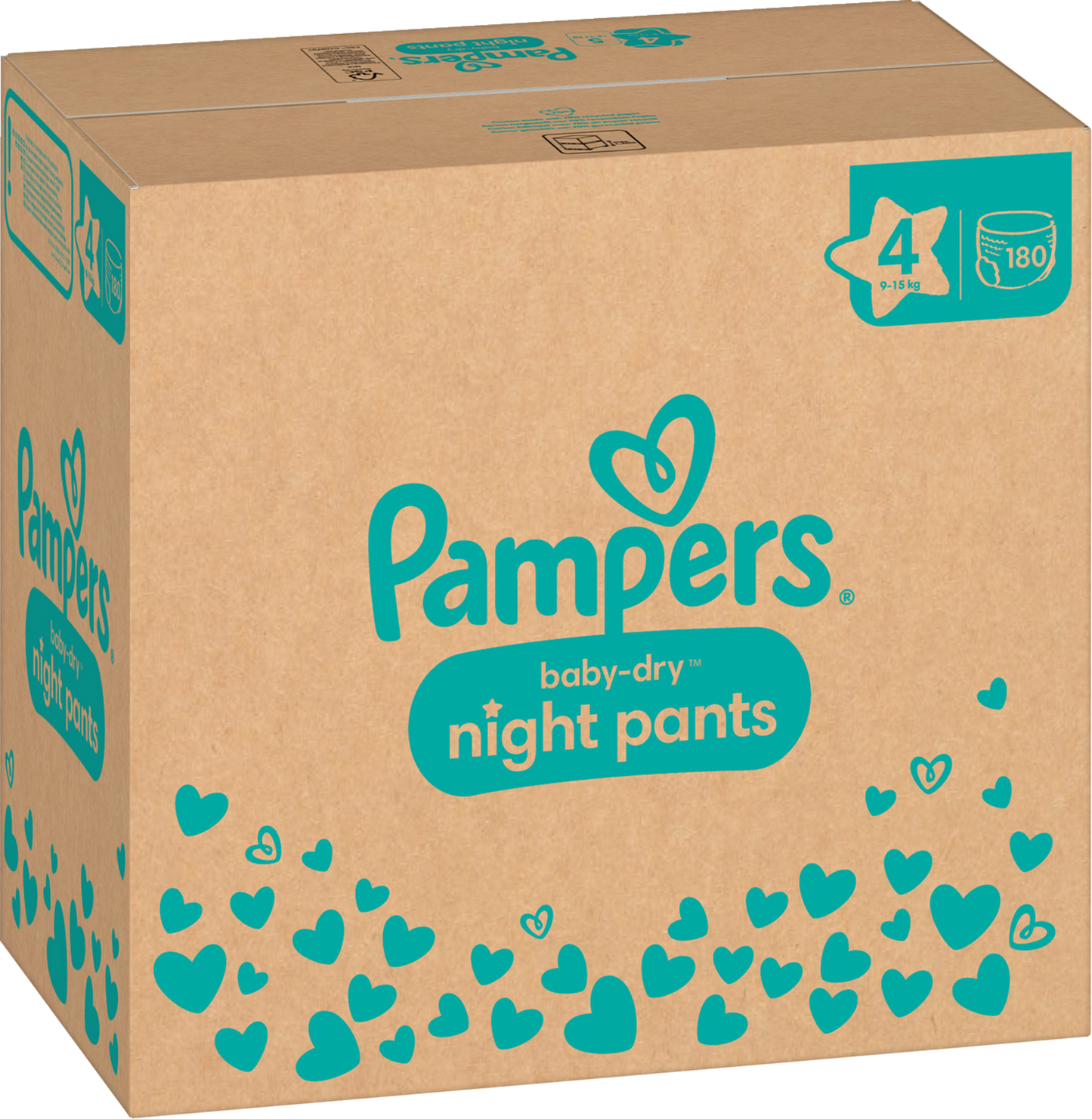 Pampers Baby-Dry Night Pants T4 Maxi 9-15kg (180 pces) pack mensuelle