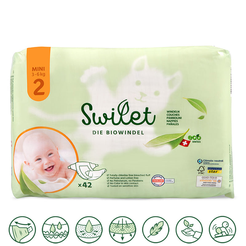 Swilet - La couche bio taille 2 Mini 3-6Kg (42 pcs) sachet