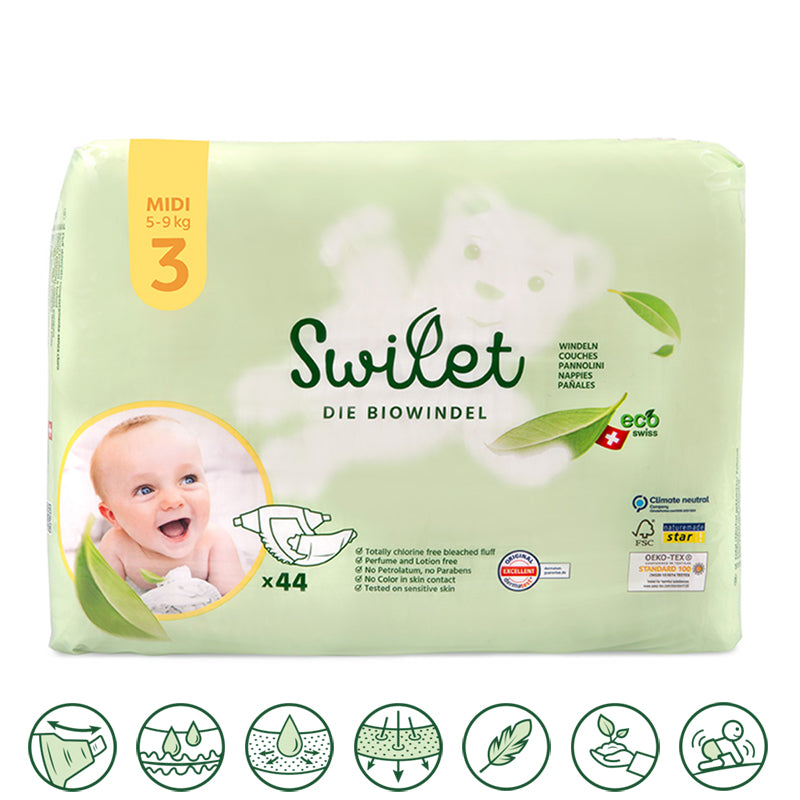 Swilet - La couche bio taille 3 Midi 5-9Kg (44 pcs) sachet