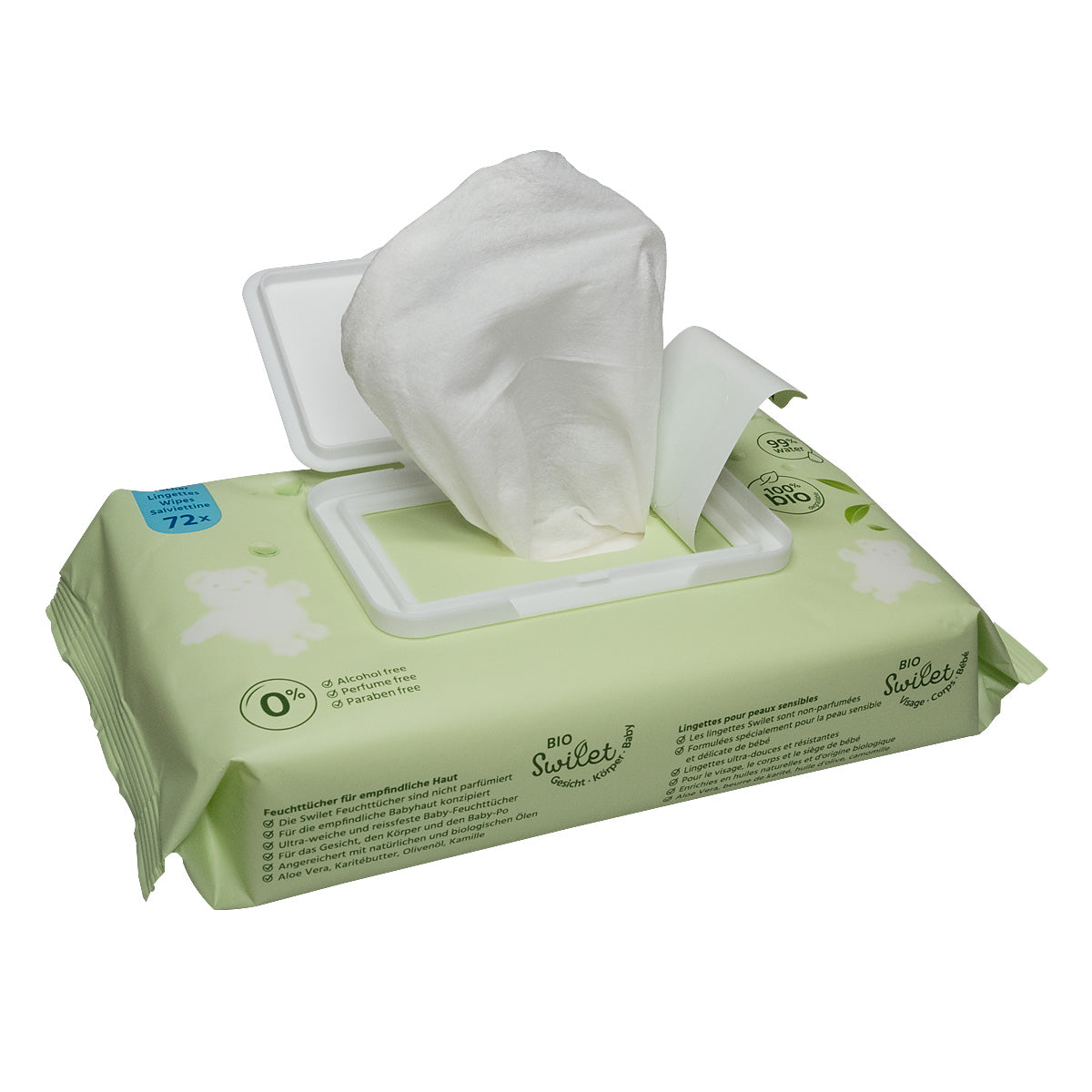 NOUVEAUX Lingettes humides Swilet carton bio (3 x 12 x 72 STK) ACTION 3 carton