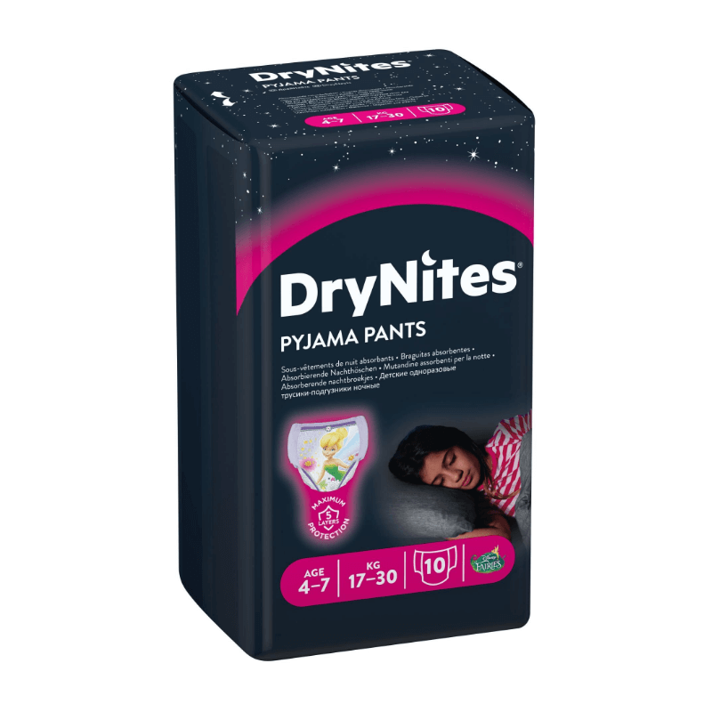 Huggies DryNites® culottes pour la nuit 4-7 ans (17-30 kg) fille (10 pces)