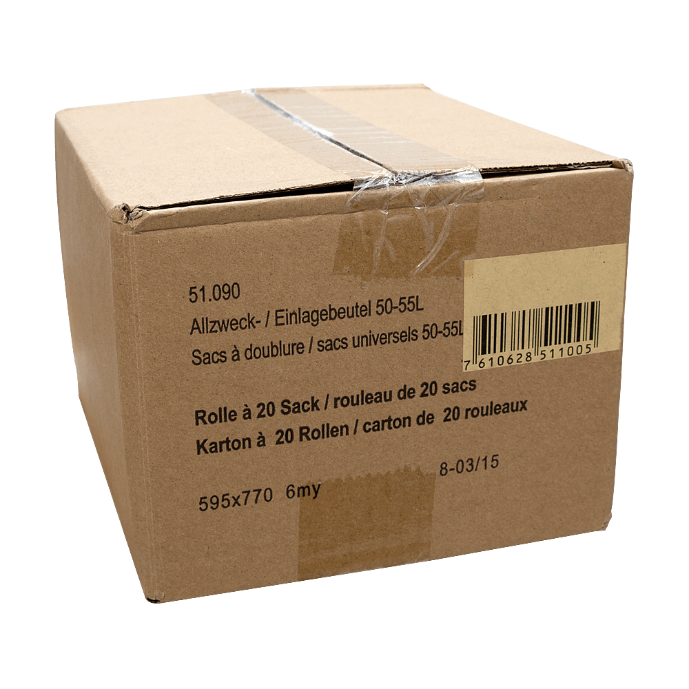 Mehrzweckbeutel transparent 50-55L Karton (20 Rollen à 20 STK)