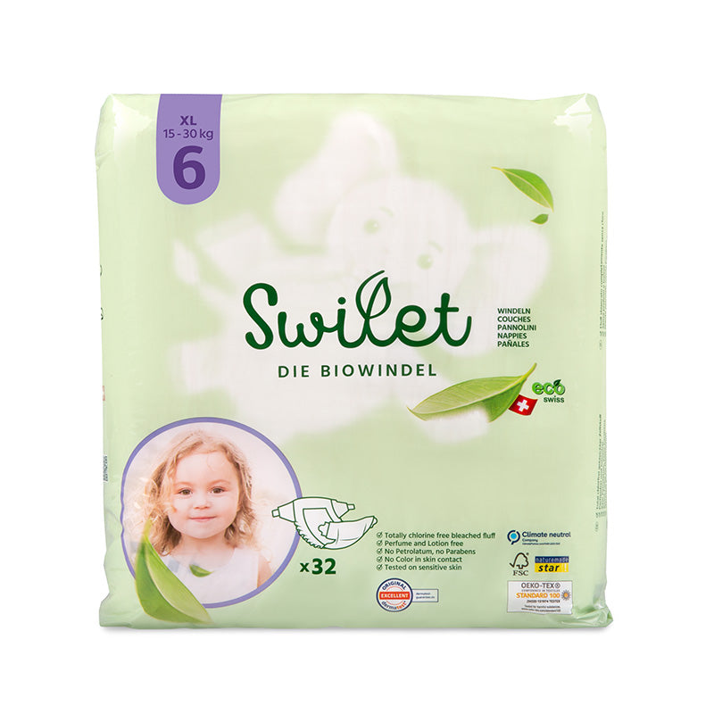 Swilet - La couche bio taille 6 XL 15-30Kg (12x 32 pcs) Boîte de 2