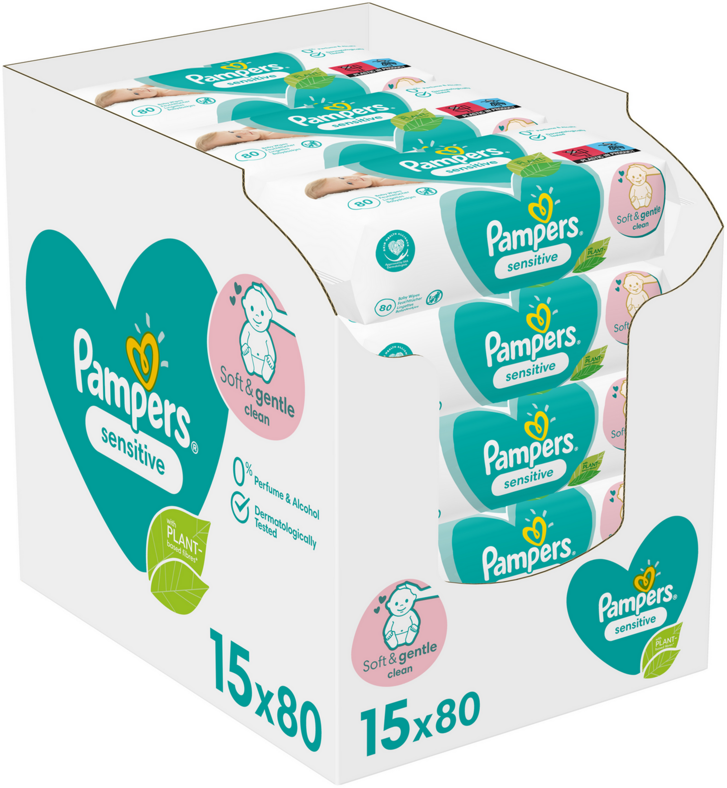 Pampers Lingettes Humides Sensitive ECom (15 x 80 STK)