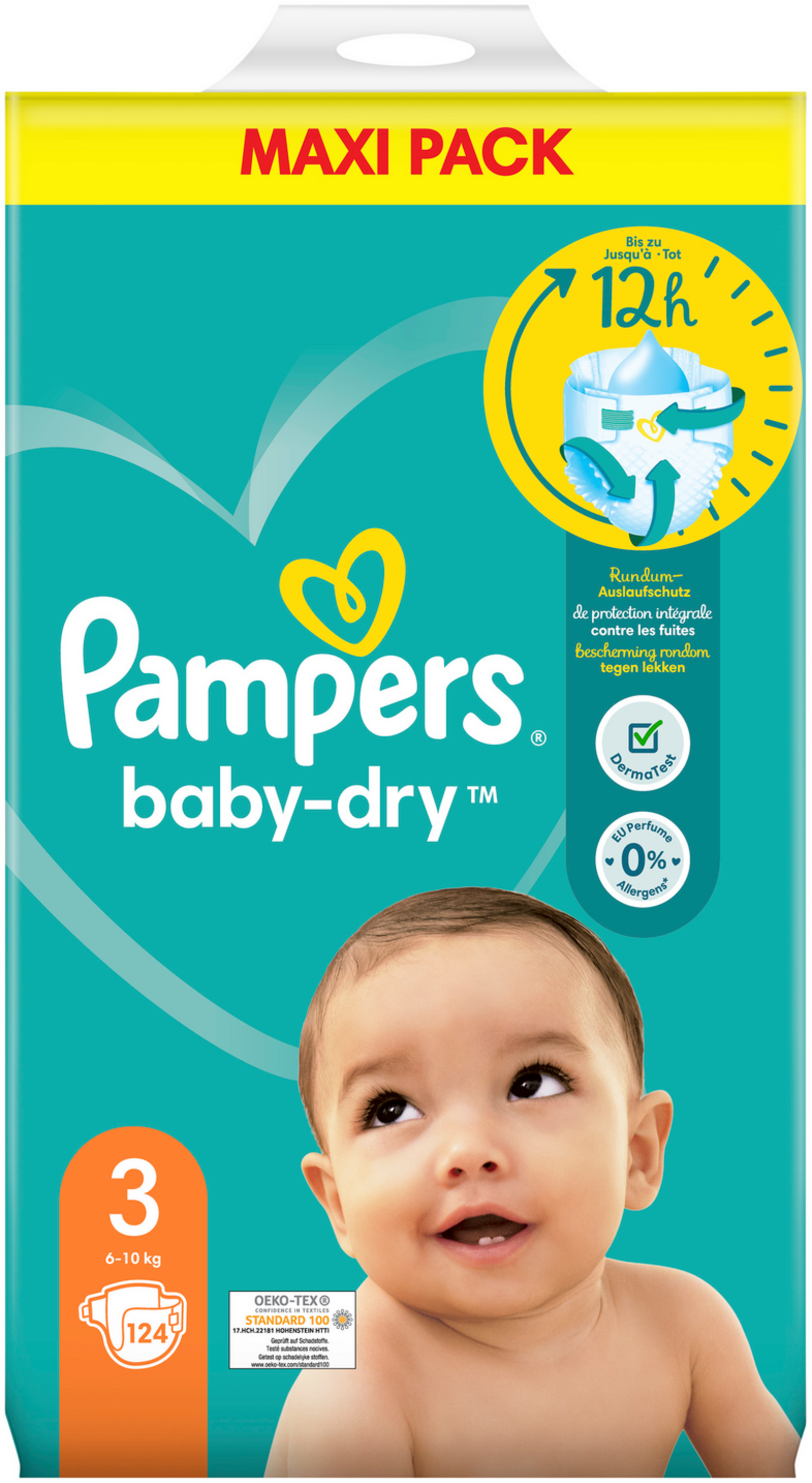 Pampers Baby-Dry T3 Midi 6-10kg Maxi Pack (124 pces)