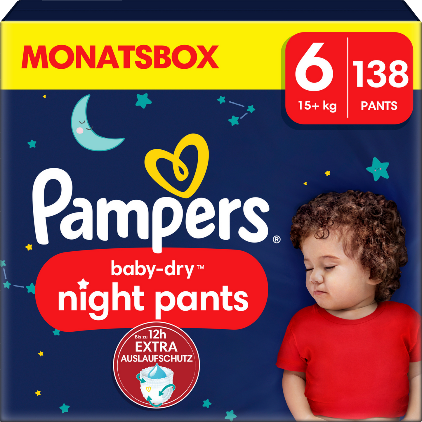 Pampers Baby-Dry Night Pants T6 XL 15+kg (138 pces) pack mensuelle