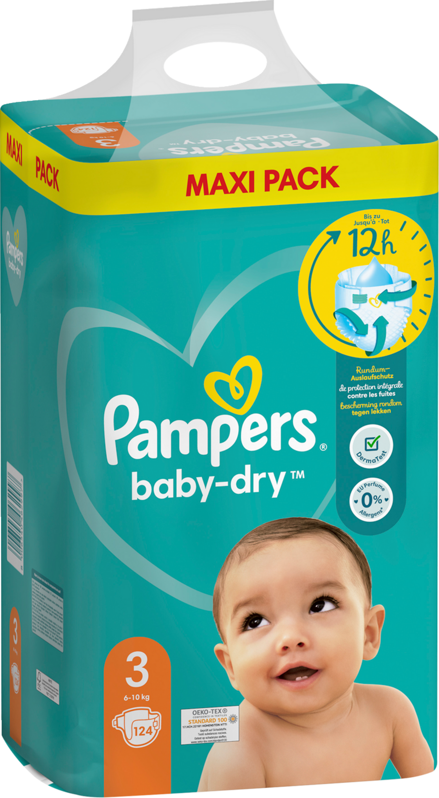 Pampers Baby-Dry T3 Midi 6-10kg Maxi Pack (124 pces)