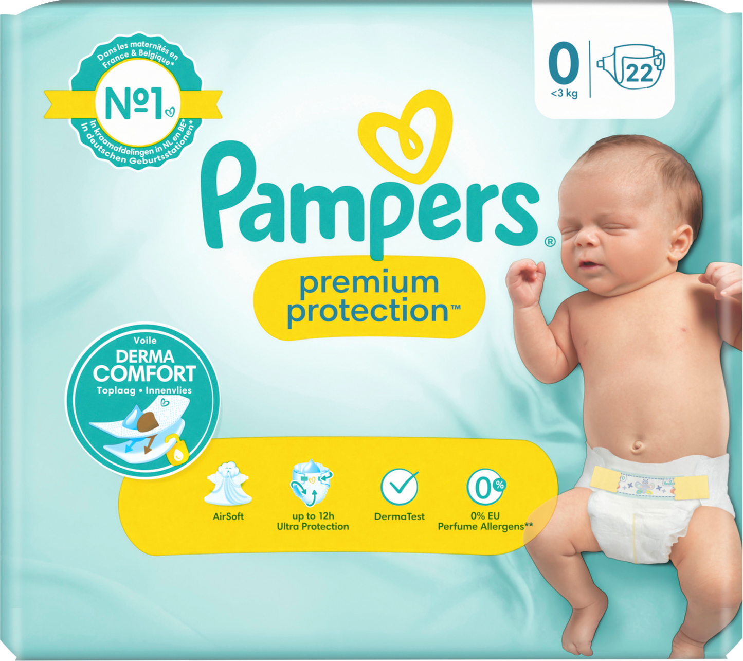 Sac de transport Pampers Premium Protection Taille 0 Micro <3 kg (22 pièces)