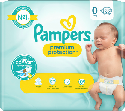 Sac de transport Pampers Premium Protection Taille 0 Micro <3 kg (22 pièces)