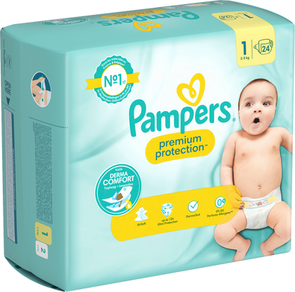 Pampers Premium Protection T1 Newborn 2-5kg (24 pces)