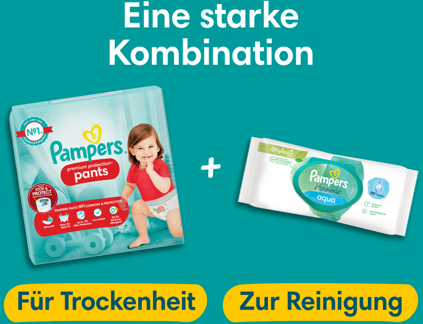 Pampers Premium Protection Pants T4 Maxi 9-15kg (168 pces) pack mensuelle