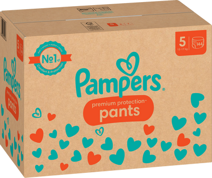 Pampers Premium Protection Pants T5 Junior 12-17kg (144 pces) pack mensuelle