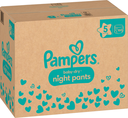 Pampers Baby-Dry Night Pants T5 Junior 12-17kg (160 pces) pack mensuelle