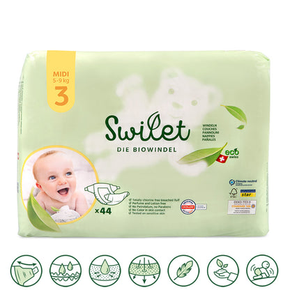 Swilet - La couche bio taille 3 Midi 5-9Kg (44 pcs) sachet
