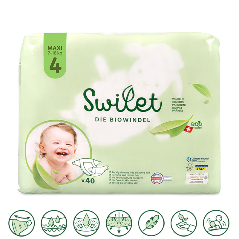 Swilet - La couche bio taille 4 Maxi 7-18Kg (6x 40 pcs) Carton