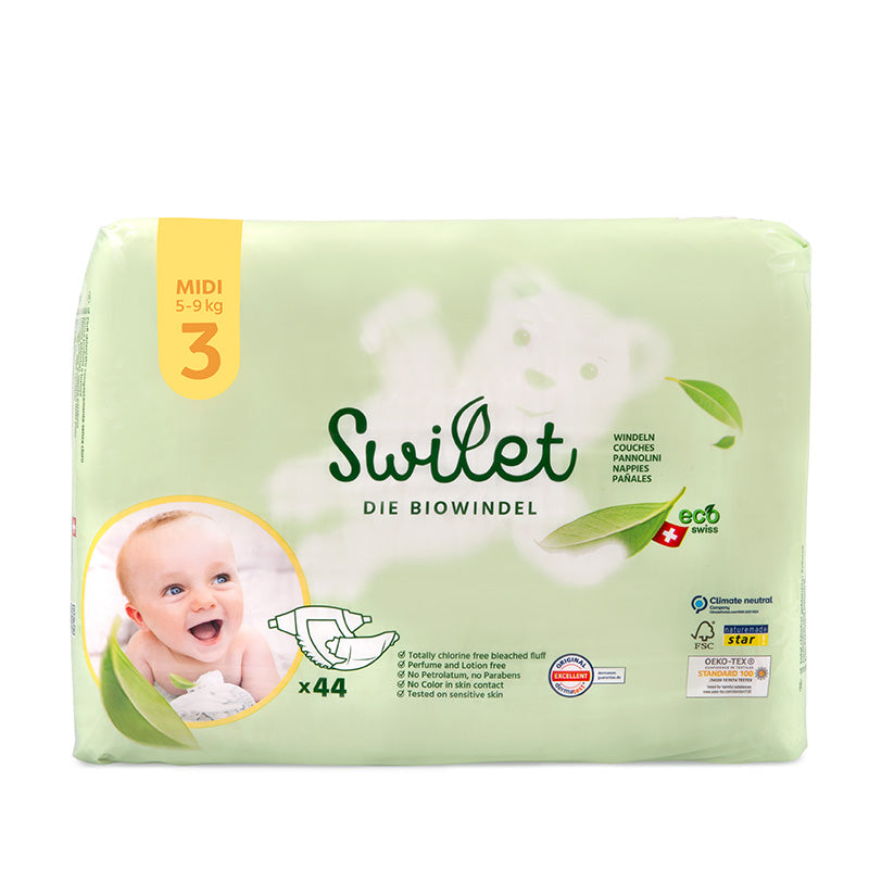 Swilet - La couche bio taille 3 Midi 5-9Kg (44 pcs) sachet