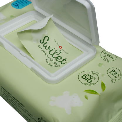 Nouveau Swilet Lingettes humides Bio Carton (12 x 72 STK)