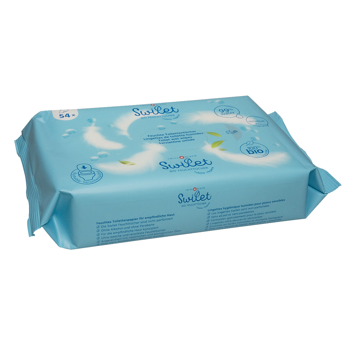 Lingettes hygiéniques humides Swilet Bio (54 pièces)