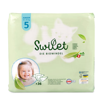Swilet - La couche bio taille 5 Junior 12-25Kg (12x 36 pcs) carton de 2 pièces