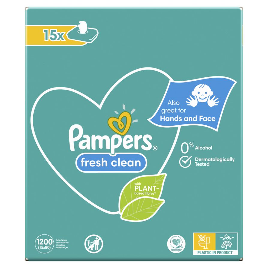 Pampers Fresh Clean Lingettes (15 x 80 pces)