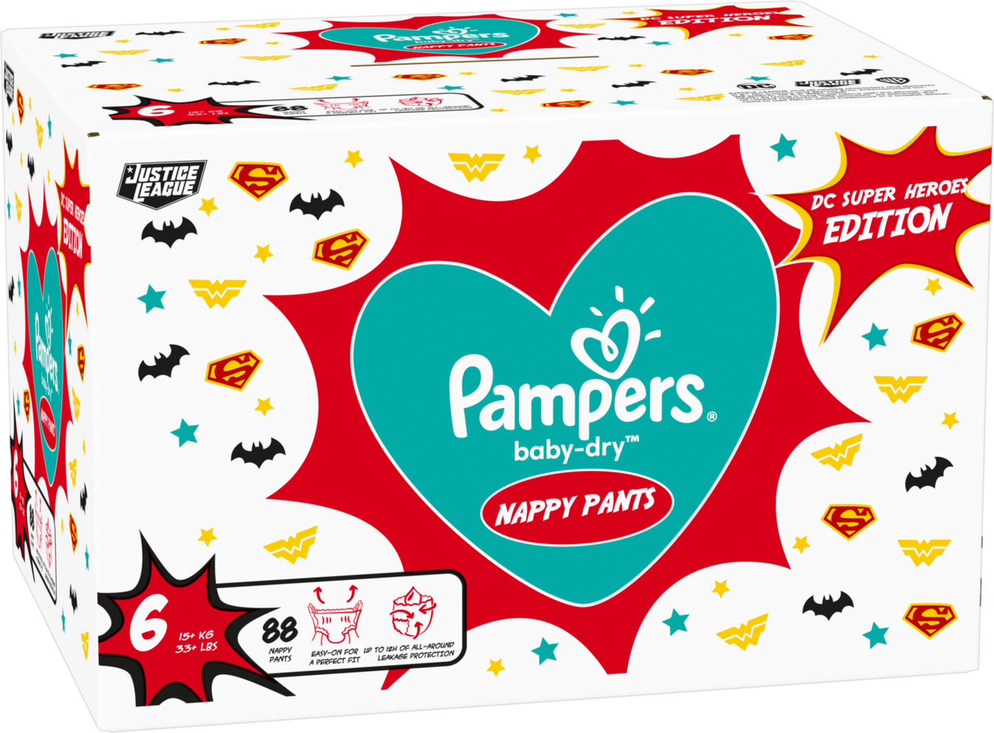 Pampers Baby-Dry Pants taille 6 XL 15+kg (88 pcs) Édition Super-Héros Pack Mensuelle