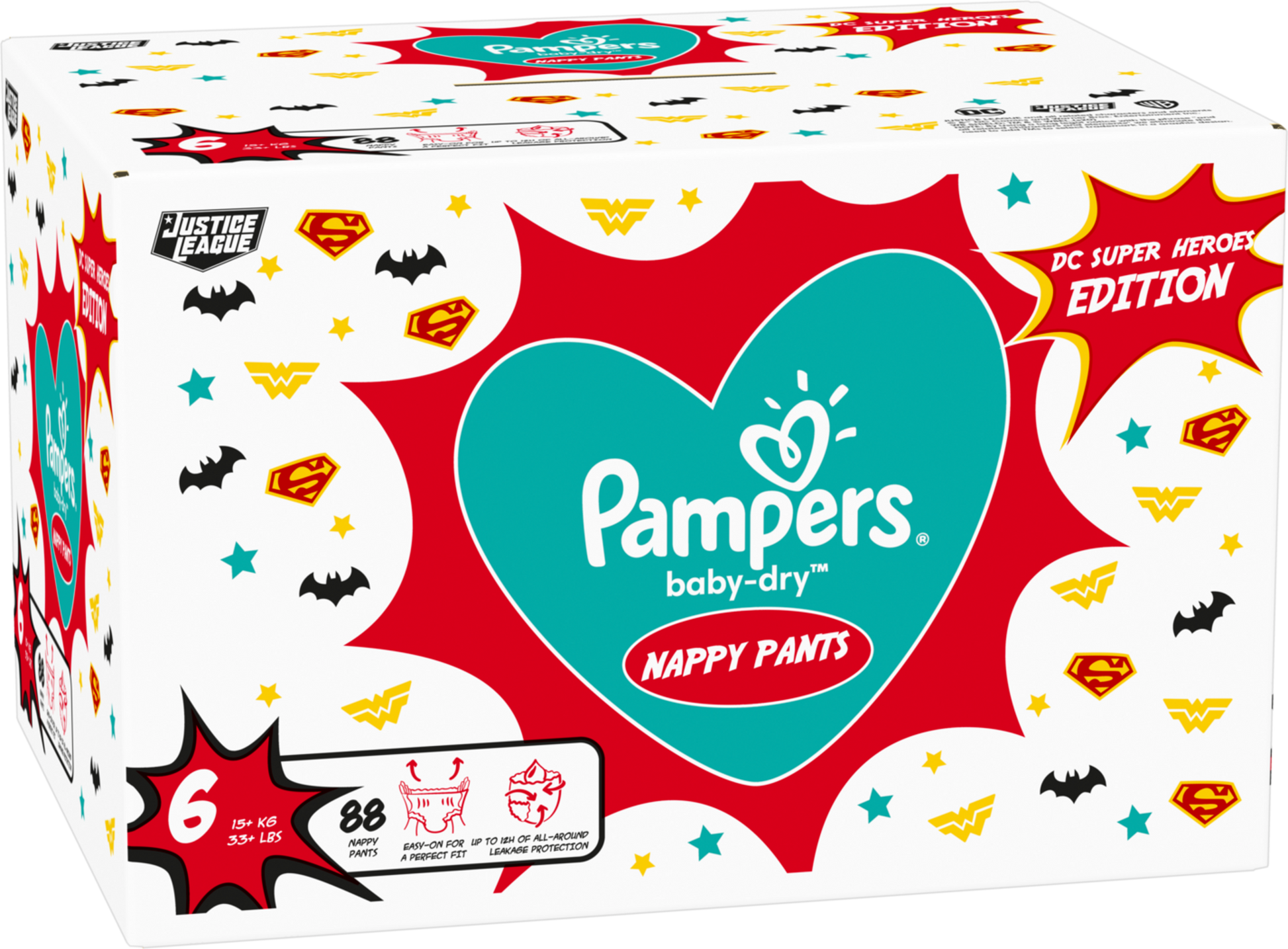 Pampers Baby-Dry Pants taille 6 XL 15+kg (88 pcs) Édition Super-Héros Pack Mensuelle