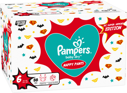Pampers Baby-Dry Pants taille 6 XL 15+kg (88 pcs) Édition Super-Héros Pack Mensuelle