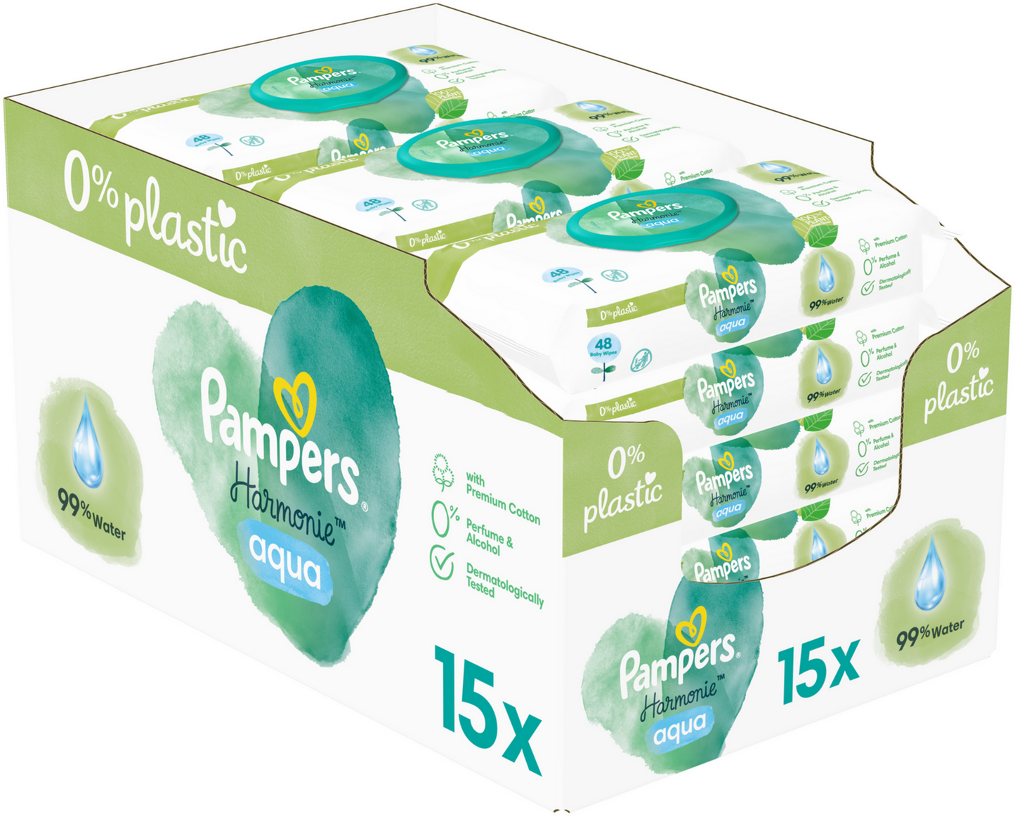 Pampers Harmonie Aqua Feuchttücher (15 x 48 STK) Karton