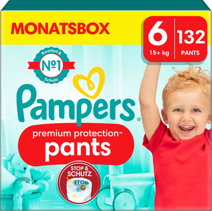 Pampers Premium Protection Pants T6 Extra Large 15+kg (132 pces) pack mensuelle