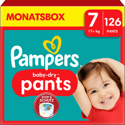 Pampers Baby-Dry PANTS T7 XXL +17kg (126 pces) pack mensuelle