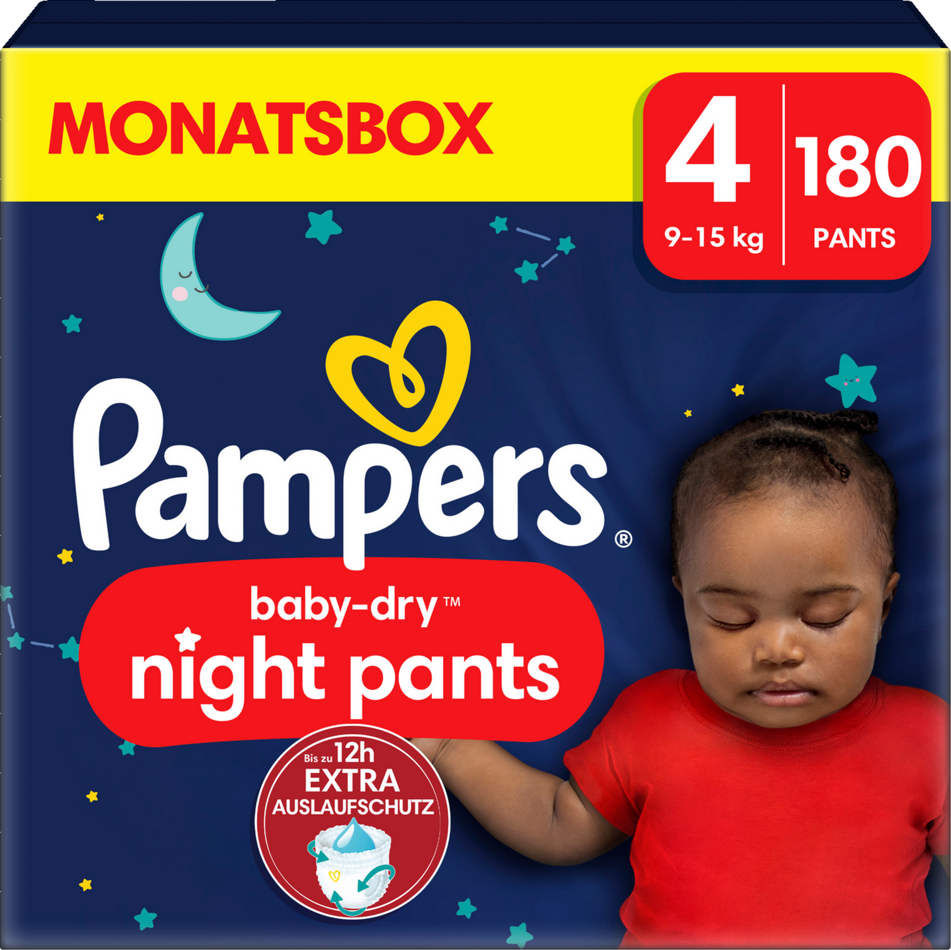 Pampers Baby-Dry Night Pants T4 Maxi 9-15kg (180 pces) pack mensuelle
