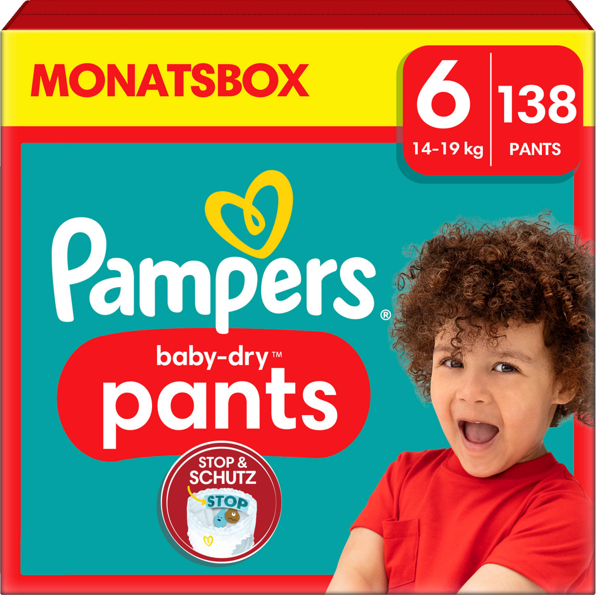 Pampers Baby-Dry PANTS T6 XL 14-19kg (138 pces) pack mensuelle